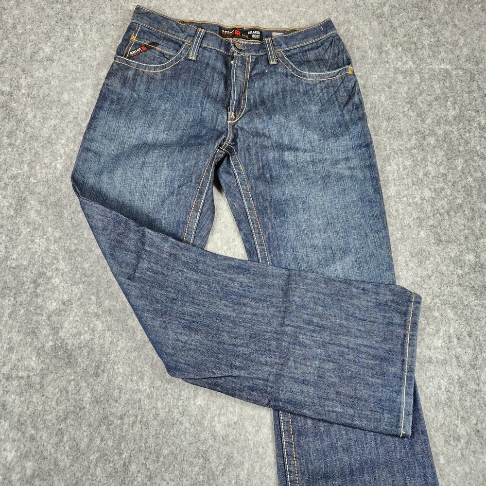 Ariat M4 Relaxed Boot Jeans Men 34x34 Blue FR Flame Resistant Workwear Denim